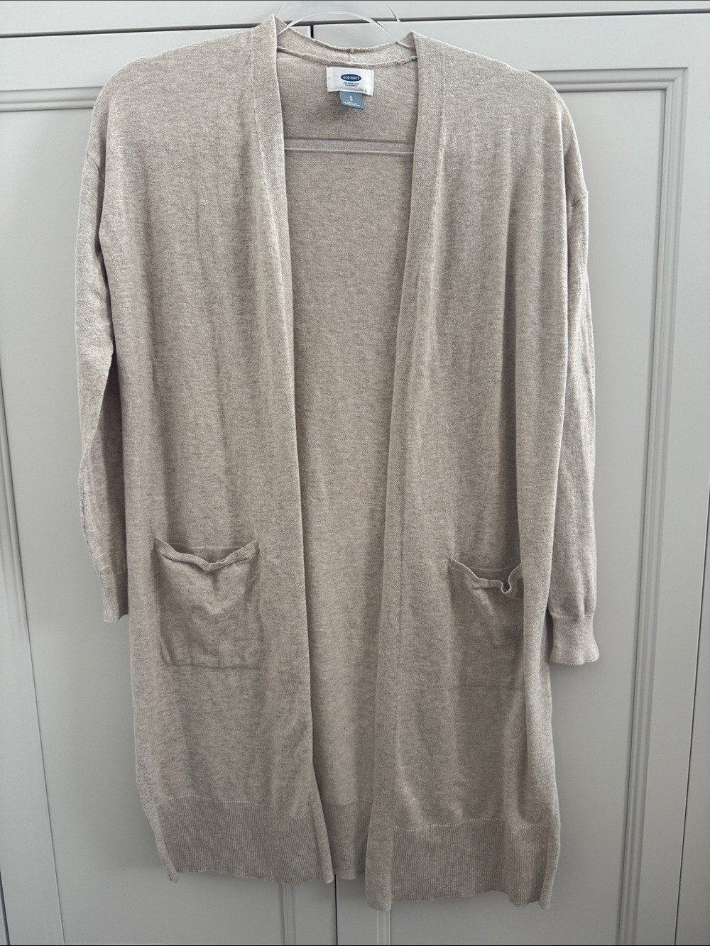 Old Navy Women's Open-Front Long Cardigan in Light Taupe Beige Size Small